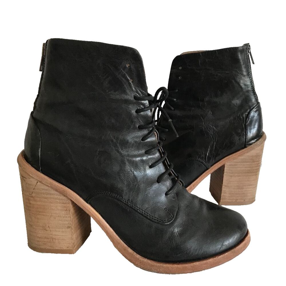J. Litvack NiCKS Buffalo Leather Ankle Boots Bootie Zipper Brown 38.5 7 7.5